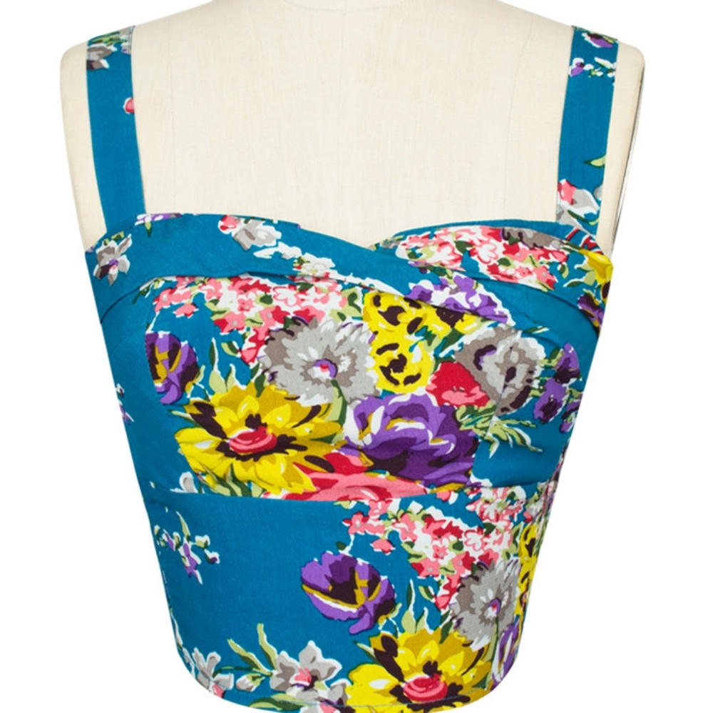 Turquoise Floral Trixie Top
